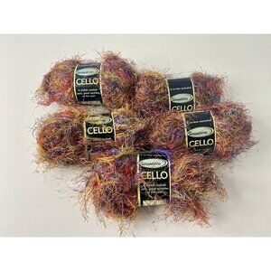 Sensations Jewel Tone Multi Cello Space Yarn Eyelash Polyester 54.6 Yds Lot Of 5